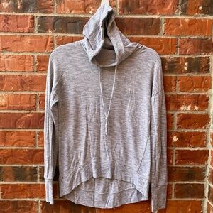 Athleta womens small gray studio ribbed hooded pullover hoodie